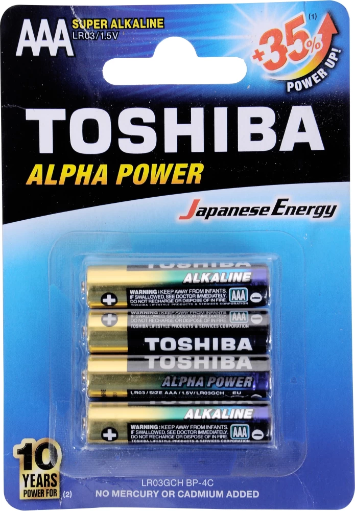 Make: Toshiba, Alkaline Battery(AAA), Part No 2757000190