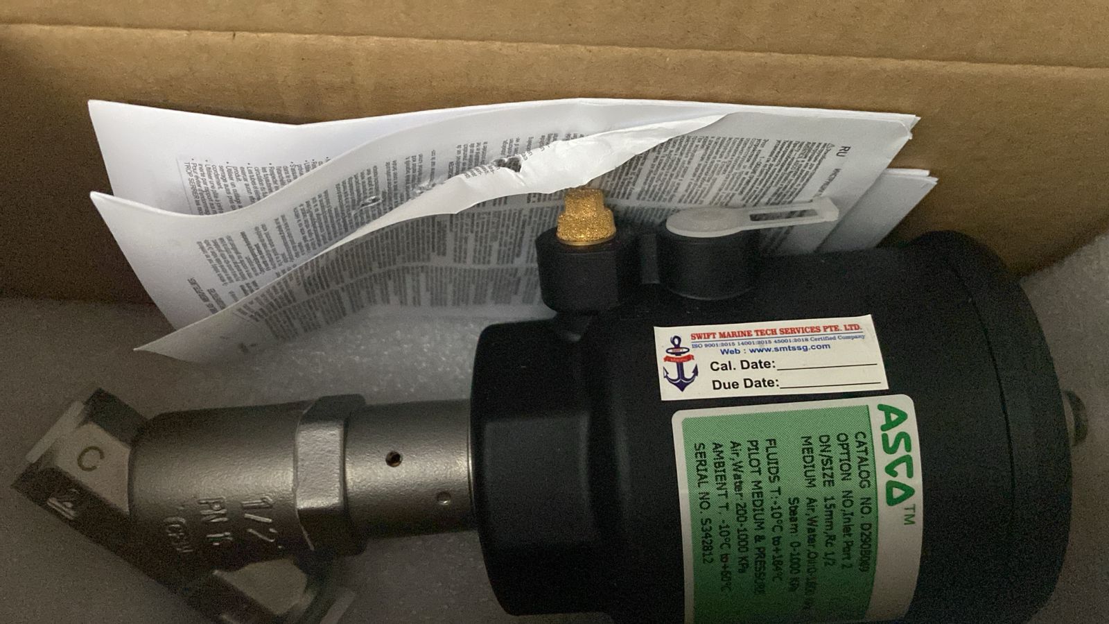 2 - WAY PNEUMATIC VALVE, 1/2'' NC, SUS  Genuine KSB Spare Part.  Suitable for KSB make ODME,S-3000 series  HS Code: 9031.80-9099