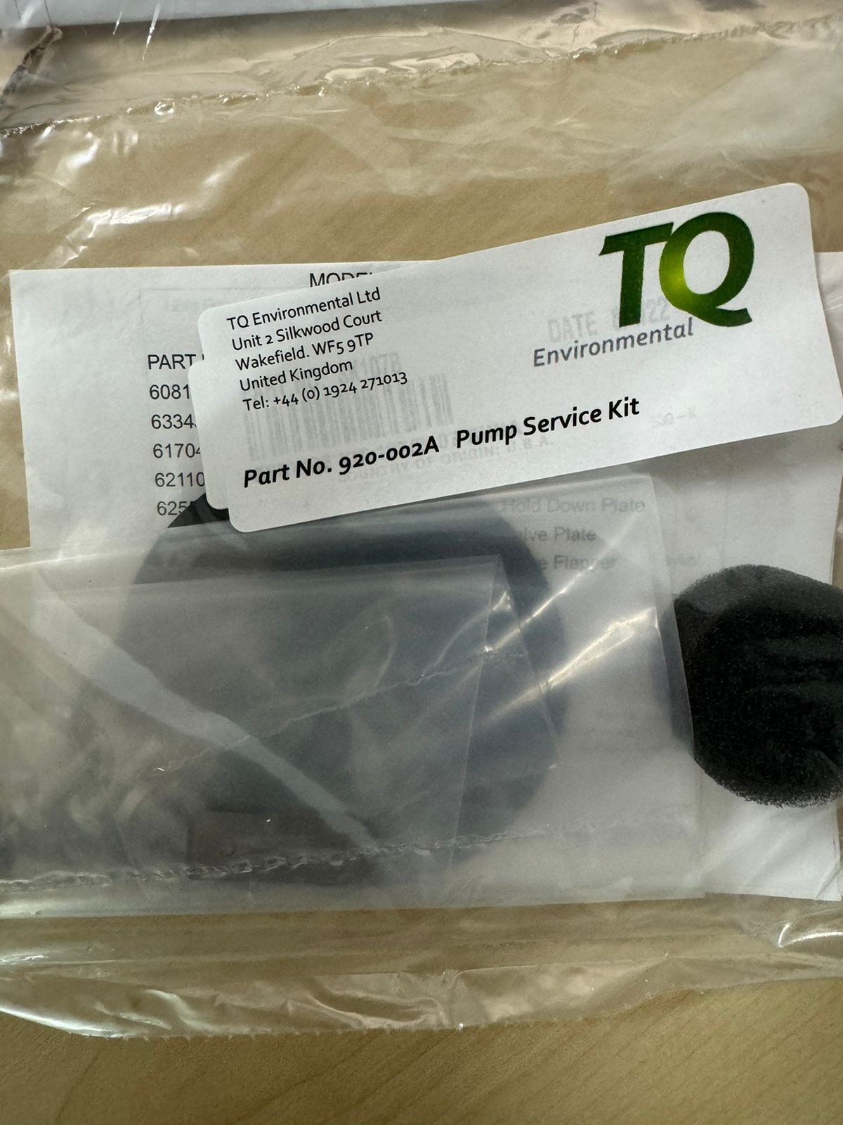 TQ Environmental – Pump Service Kit Part No: 920-002A - Genuine New